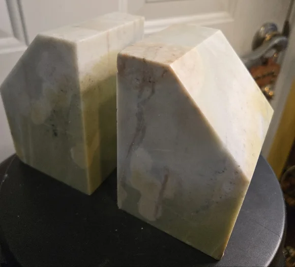 Light Green Marble Alabaster Bookends